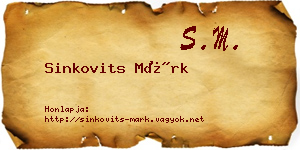 Sinkovits Márk névjegykártya
