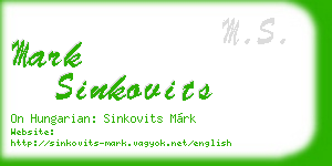 mark sinkovits business card